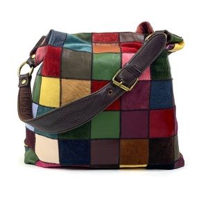 Lucky Brand Colorful Patchwork Hobo Shoulder Bag